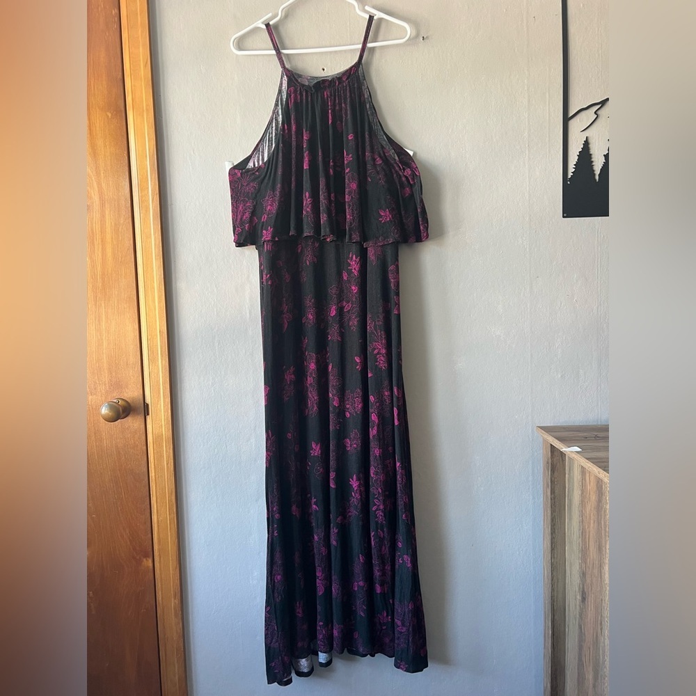 Torrid Stencil Flower Floral High Neck Jersey Maxi Dress Size 2X - Picture 3 of 9